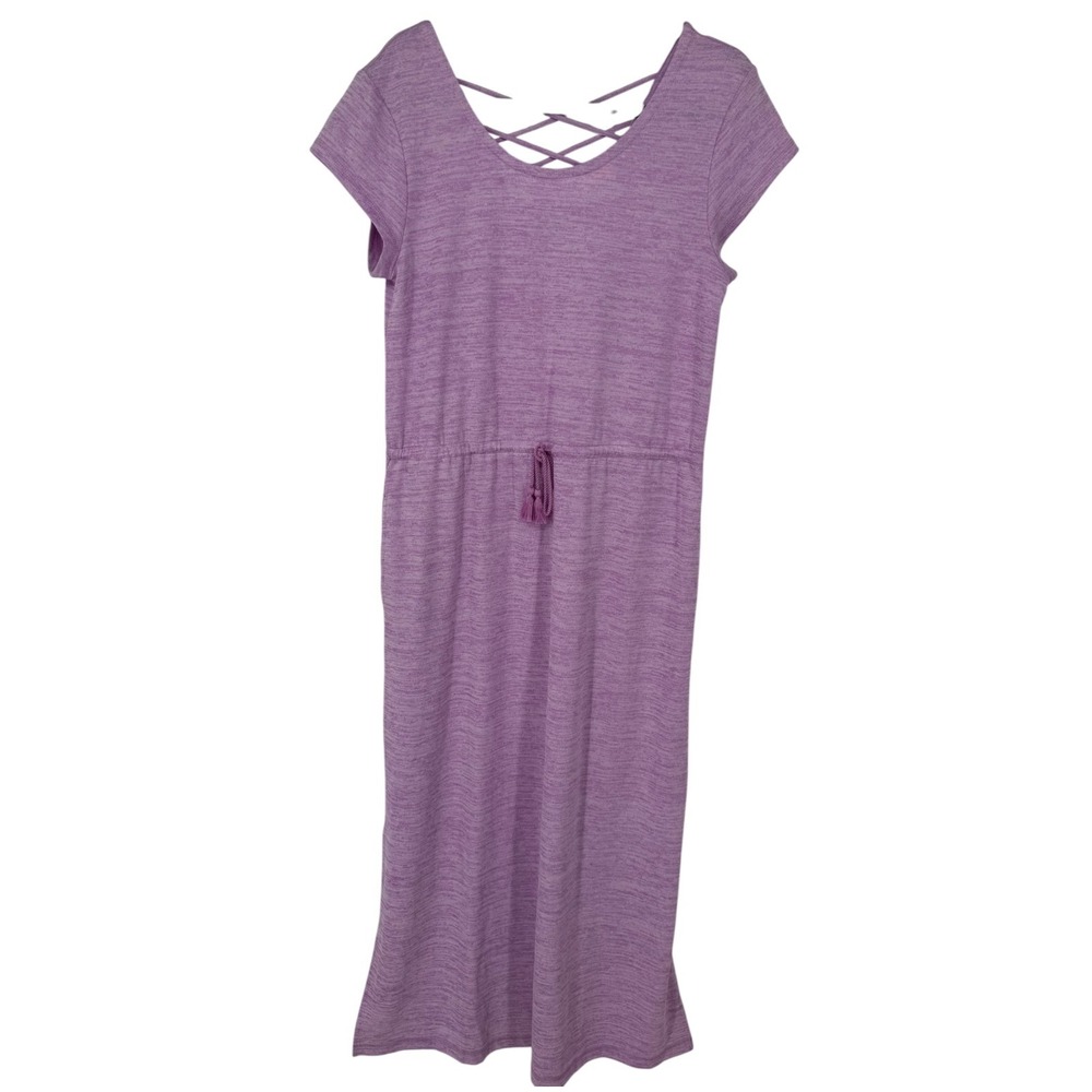 Talbots Soft Drape Jersey Maxi Dress Heathered Lavender Lattice Back Size Large